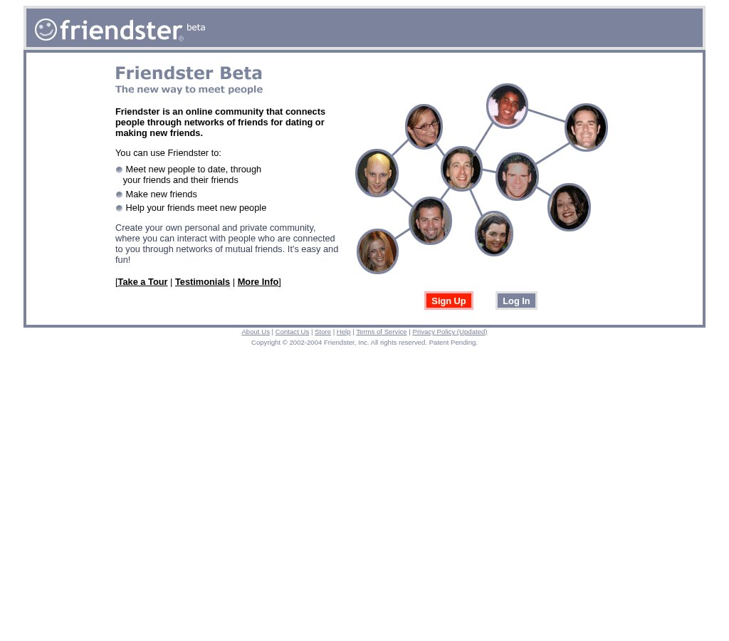 Friendster homepage in June 2004