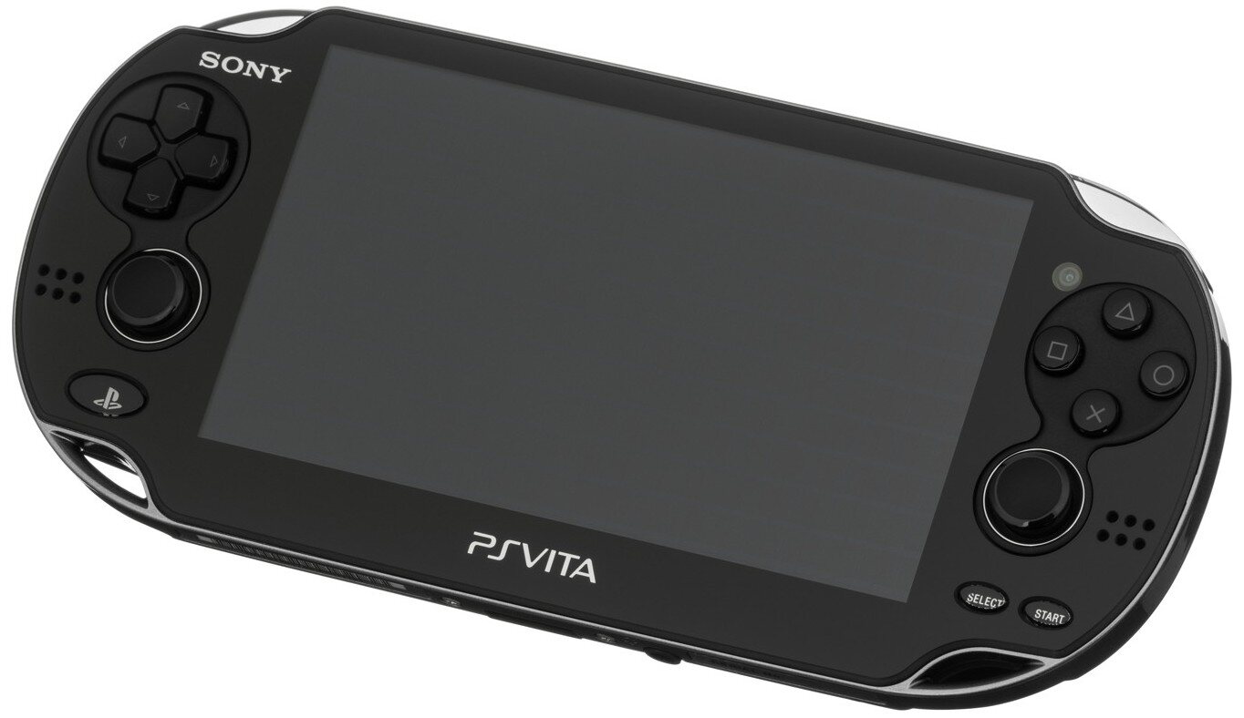 The first PlayStation Vita (PCH-1000), with the five inch OLED screen and the two analogue sticks the PSP never had