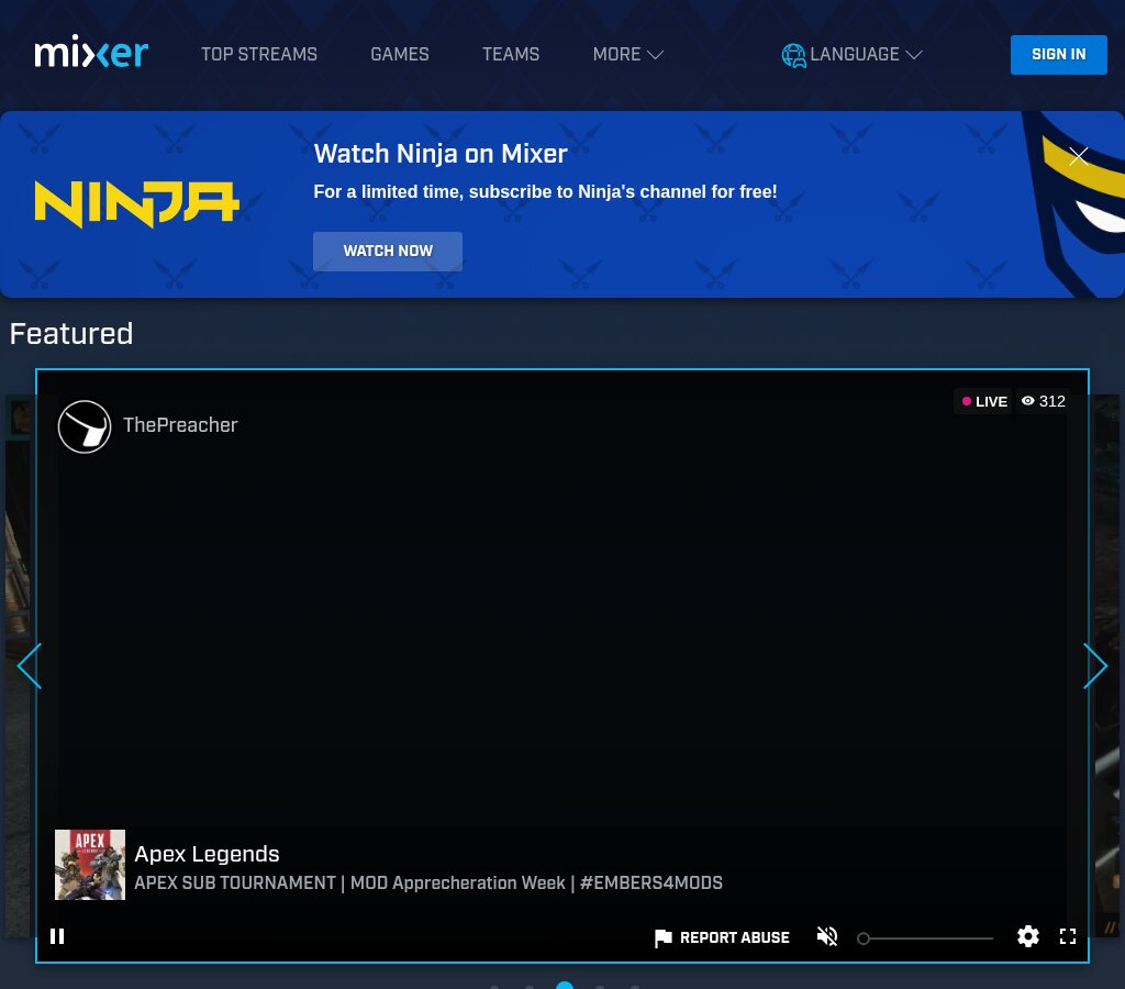 Mixer.com in August 2019