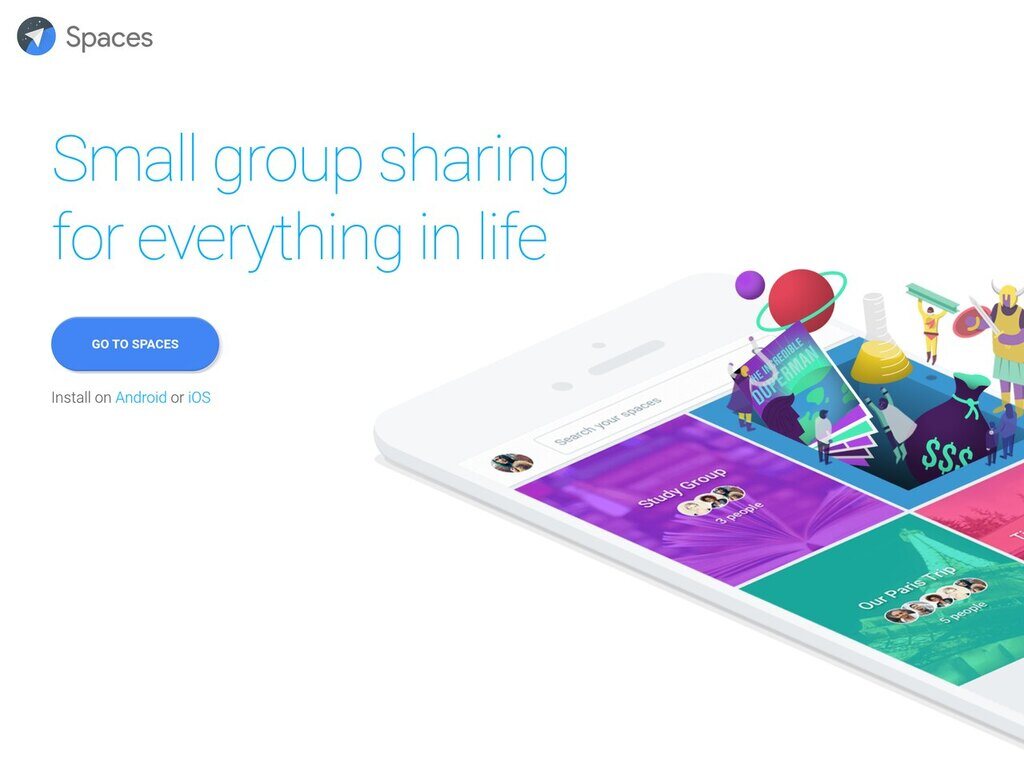The Spaces product page, May 2016