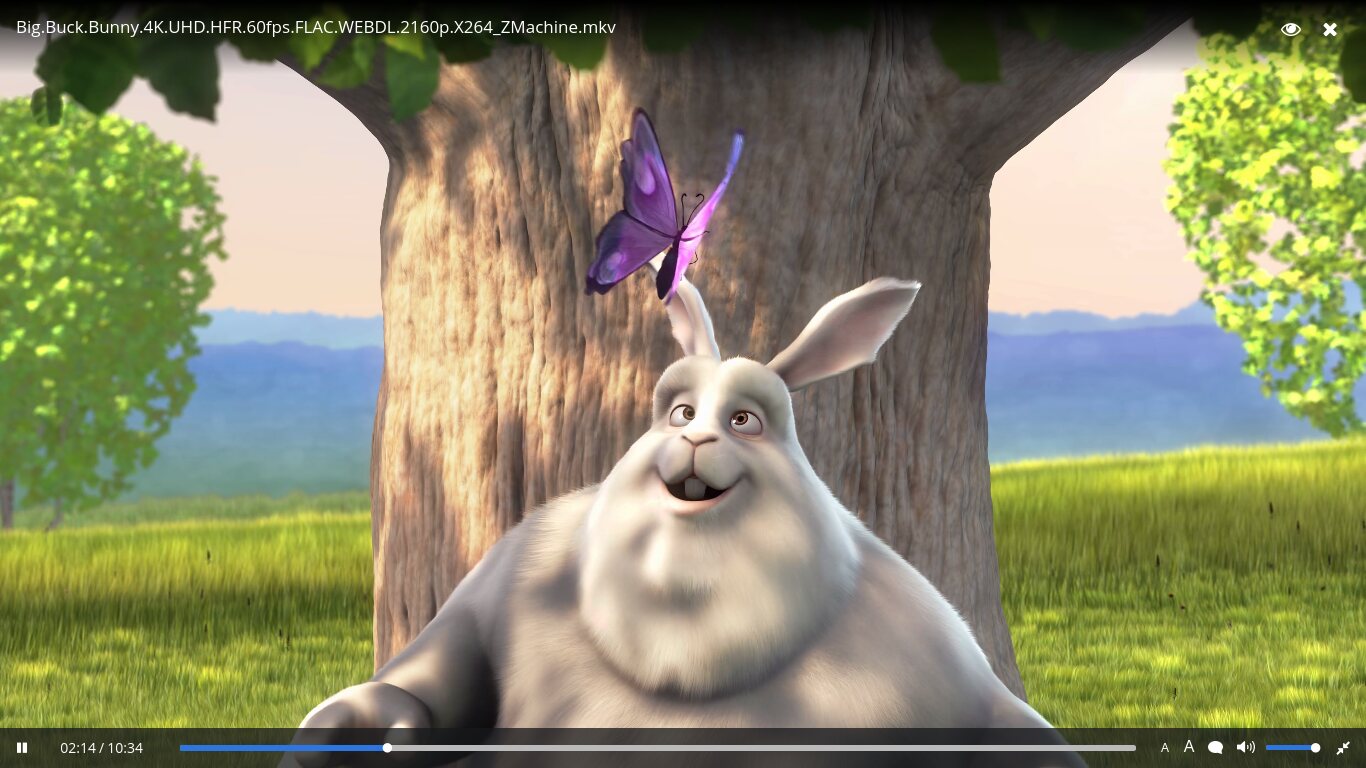Popcorn Time 0.3.8 playing Big Buck Bunny. Pick a poster, press play, it streams.