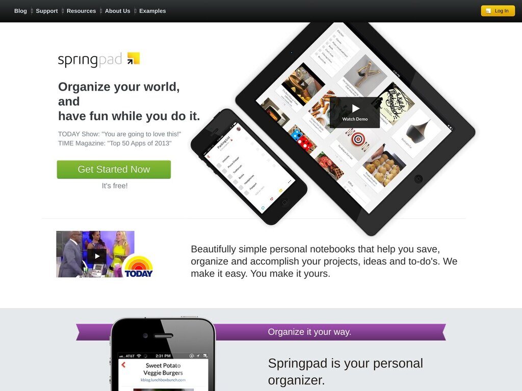 The Springpad about page, March 2014