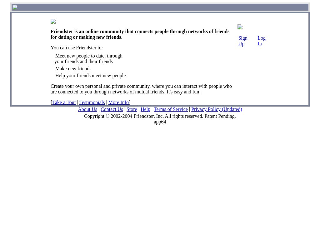 Friendster homepage in June 2004