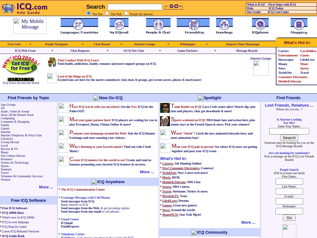 ICQ homepage in June 2001