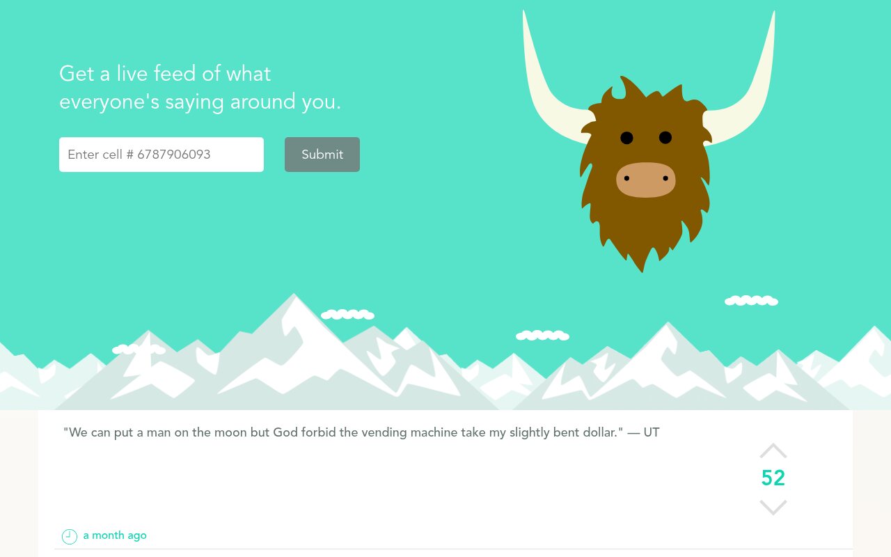 Yik Yak, with a live yak from a nearby campus in March 2015