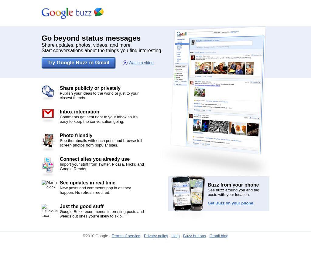 Google Buzz in June 2010