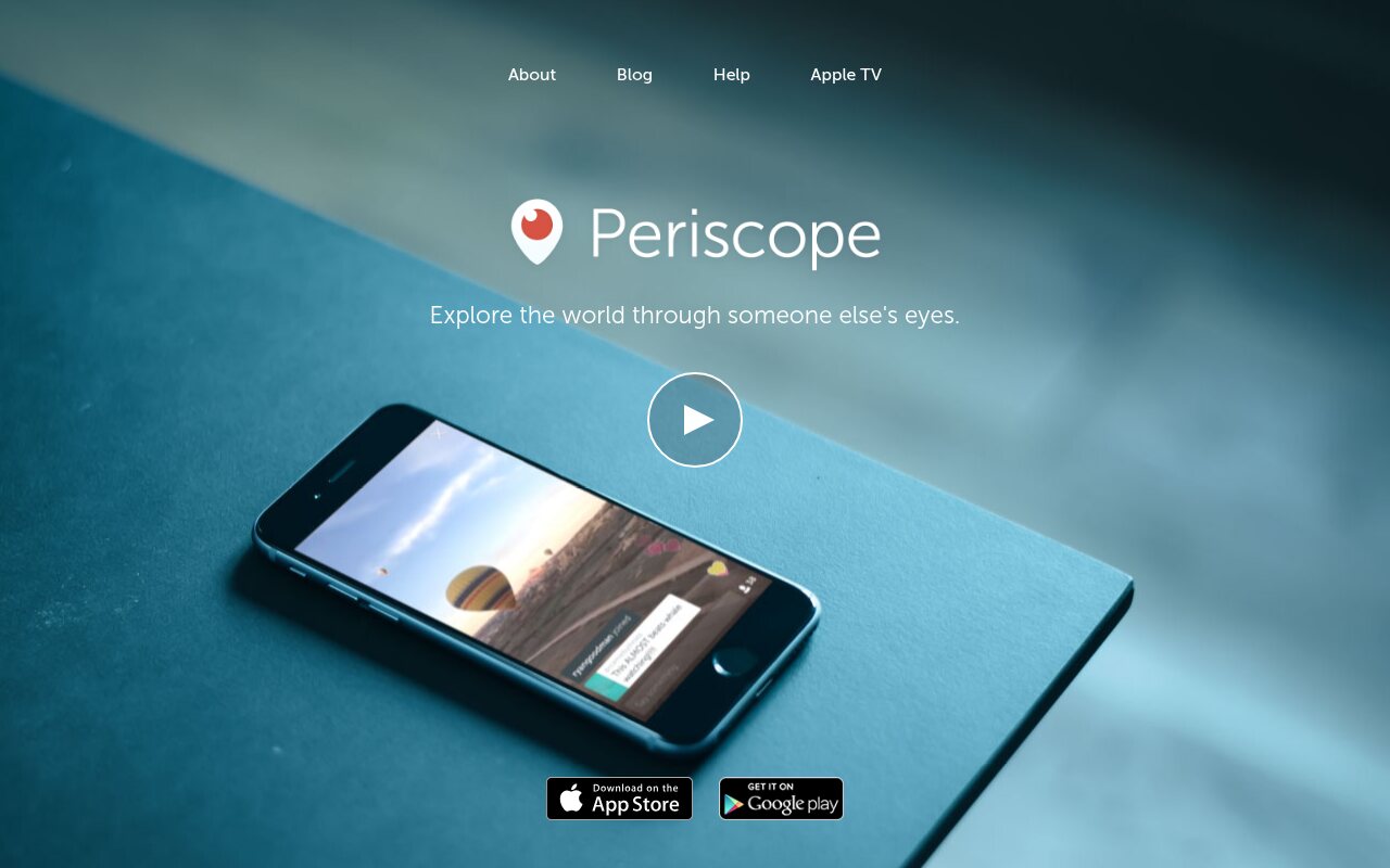 Periscope homepage in June 2016