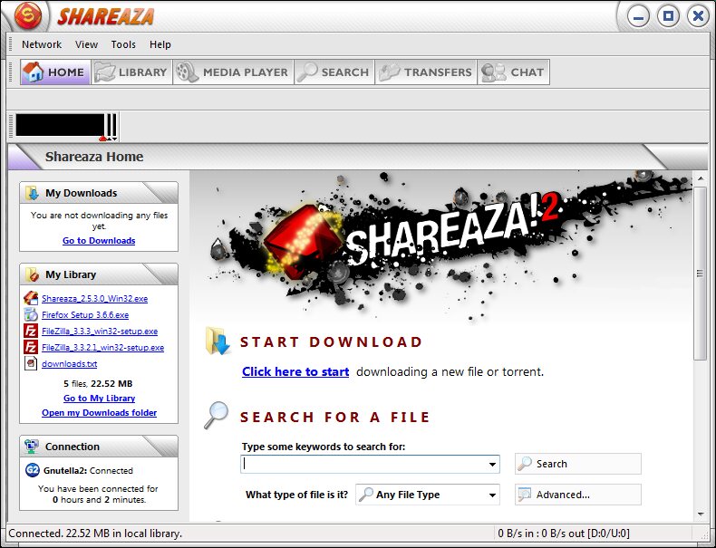 Shareaza searching four networks at once. The tabs across the top are Gnutella, Gnutella2, eDonkey and BitTorrent.