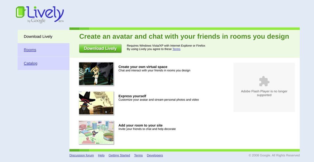 Lively home page, September 2008