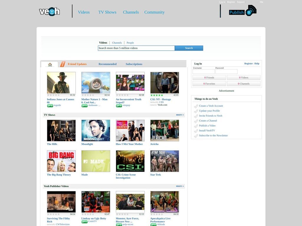 veoh.com home page, May 2008