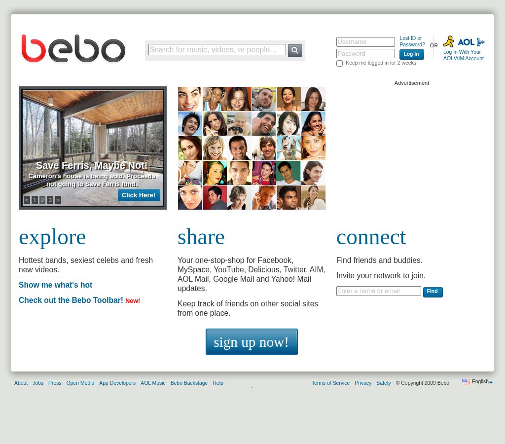 Bebo.com in May 2009