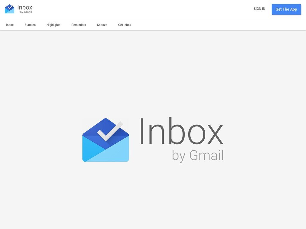The Inbox by Gmail page on google.com, November 2015