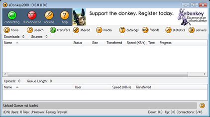 The eDonkey2000 client, with a download swarming from several sources at once.