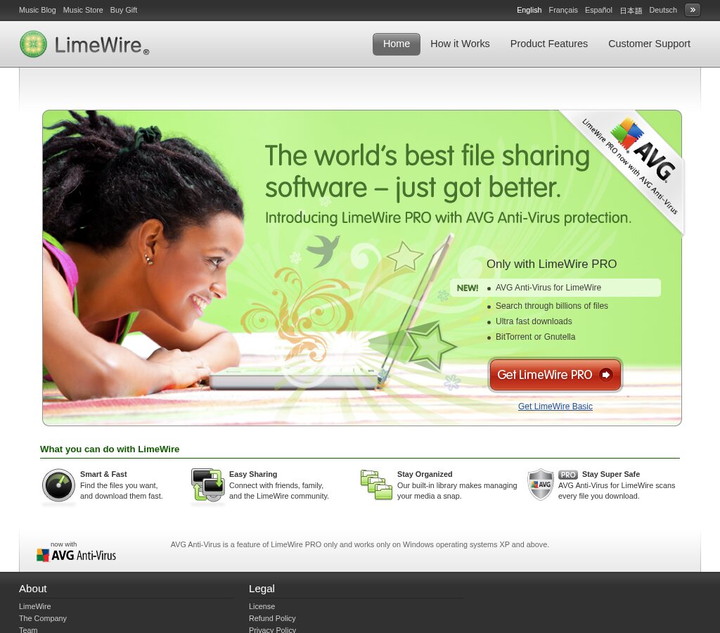LimeWire.com in July 2010