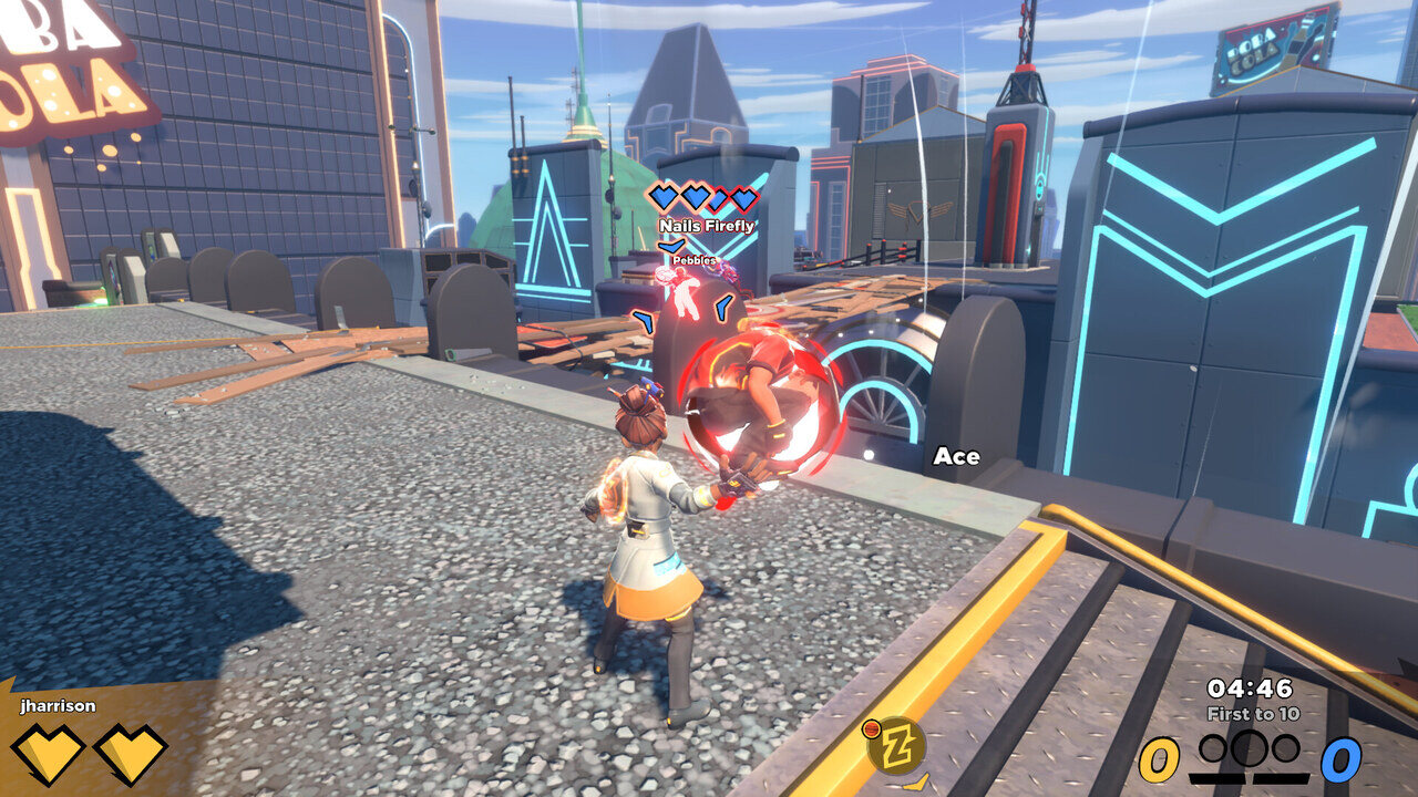 A dodgeball match in Knockout City. The image is from the Private Server Edition Velan released in 2024, which kept the same game running after the official servers closed.