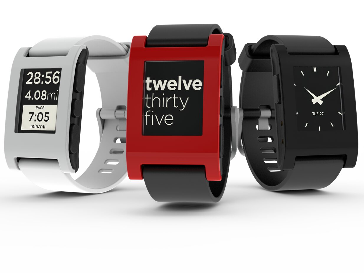 Three generations of Pebble watches