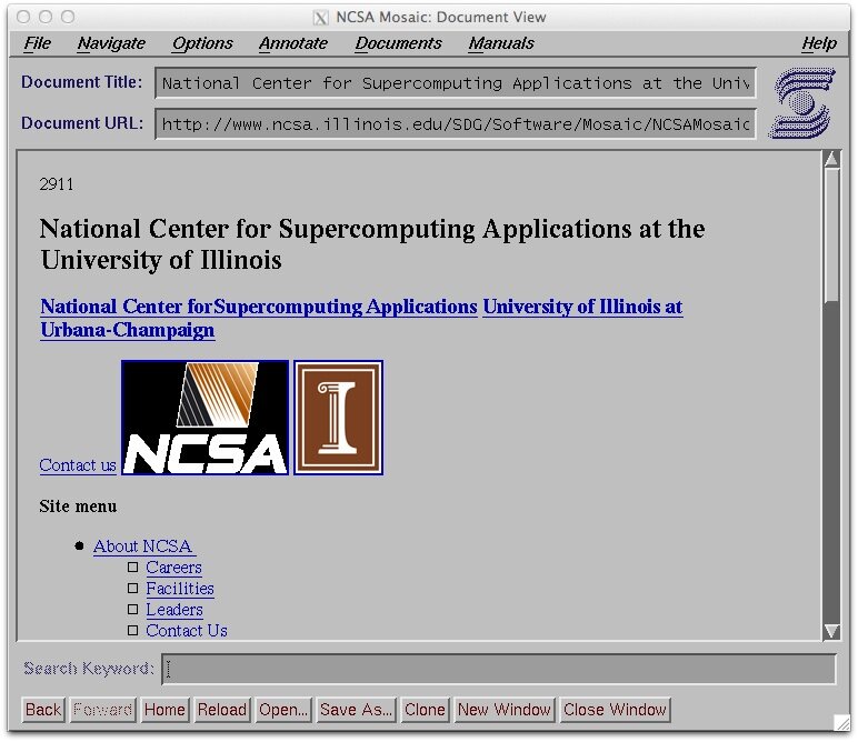 NCSA Mosaic in 1993. Images sit in the page with the text, which is the change that made the web look like something.