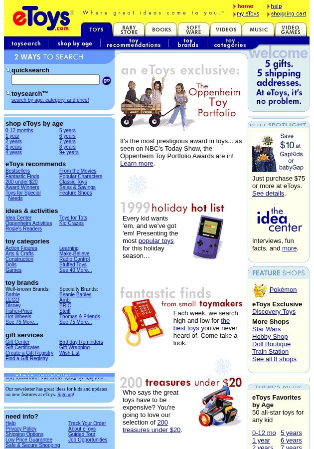 eToys in November 1999, going into the holiday quarter it needed to win